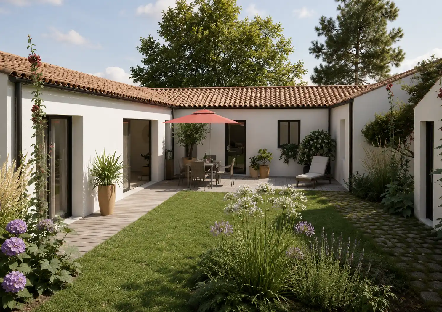 Maison de vacances, perspective 3D extérieure