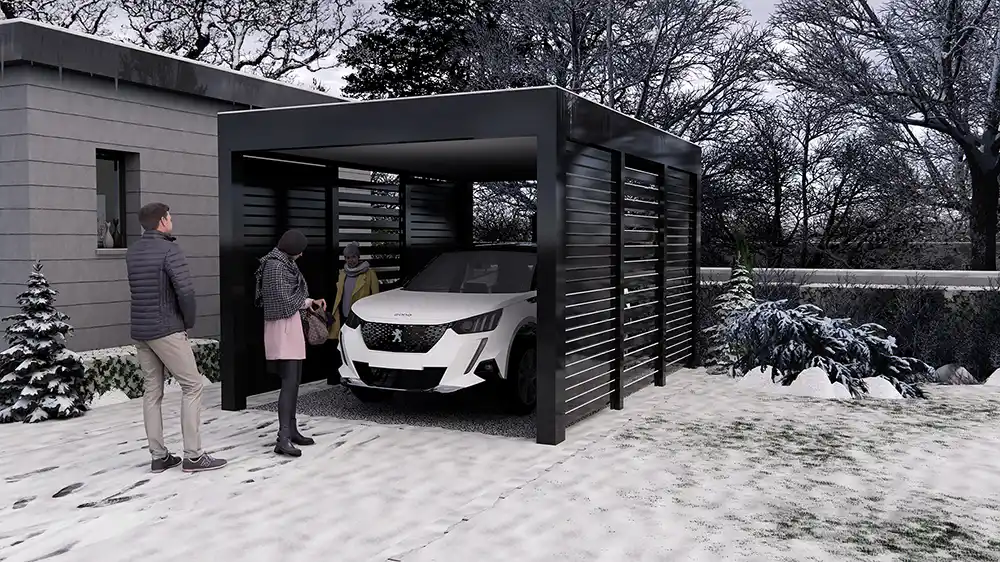 Insertion 3D - carport, perspective 3D extérieure