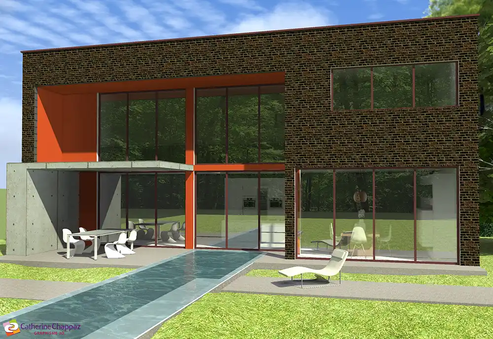 Maison d'architecte - Royan, perspective 3D extérieure