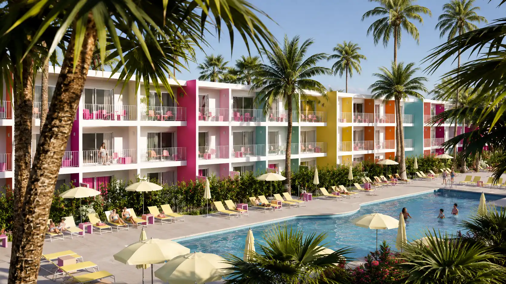 Villa style Palm Springs, perspective 3D extérieure