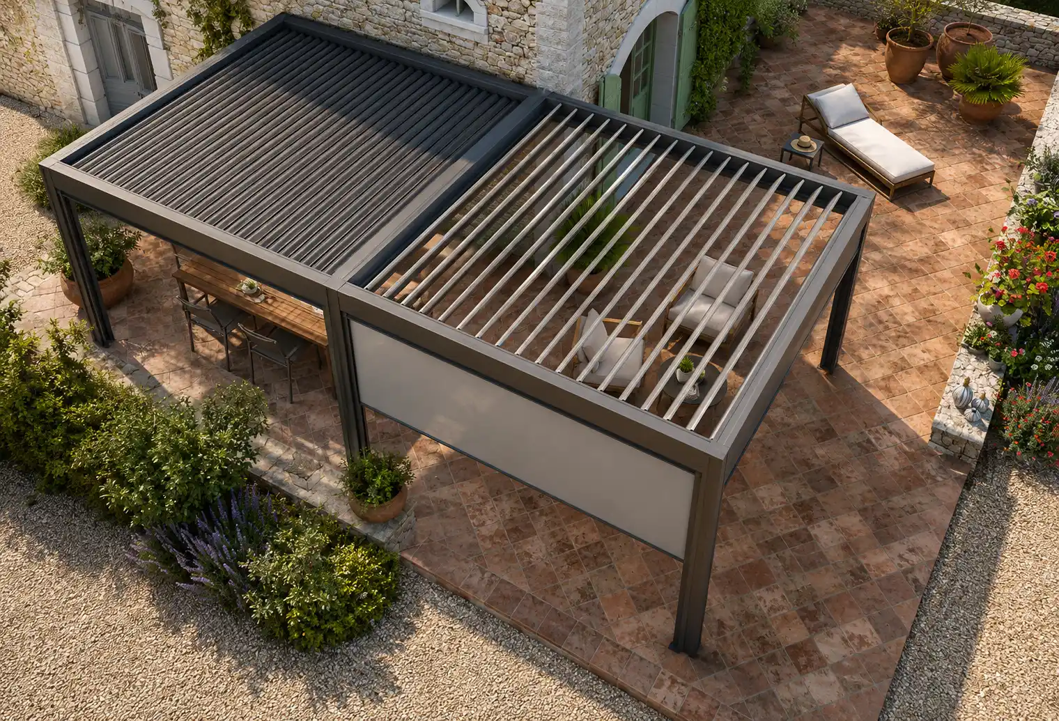 Pergola en Vendée, perspective 3D extérieure