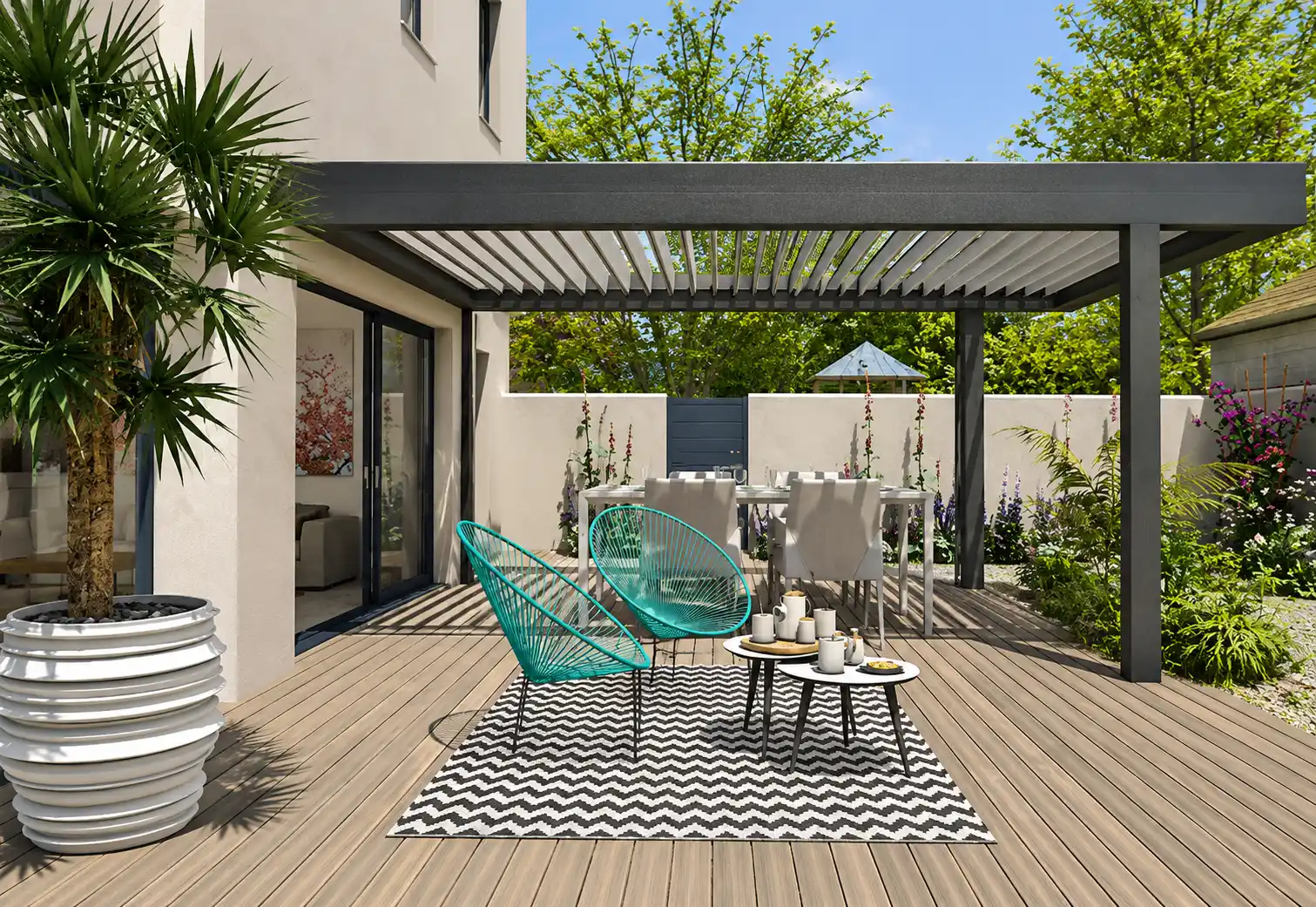 Pergola - villa en Vendée, perspective 3D extérieure