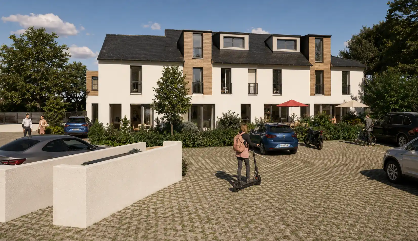 Logement collectif - permis de construire, perspective 3D extérieure