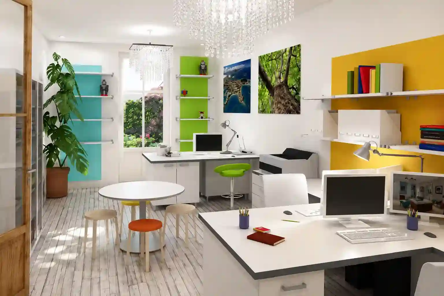 Bureau - simulation 3D, architecture intérieure 3D