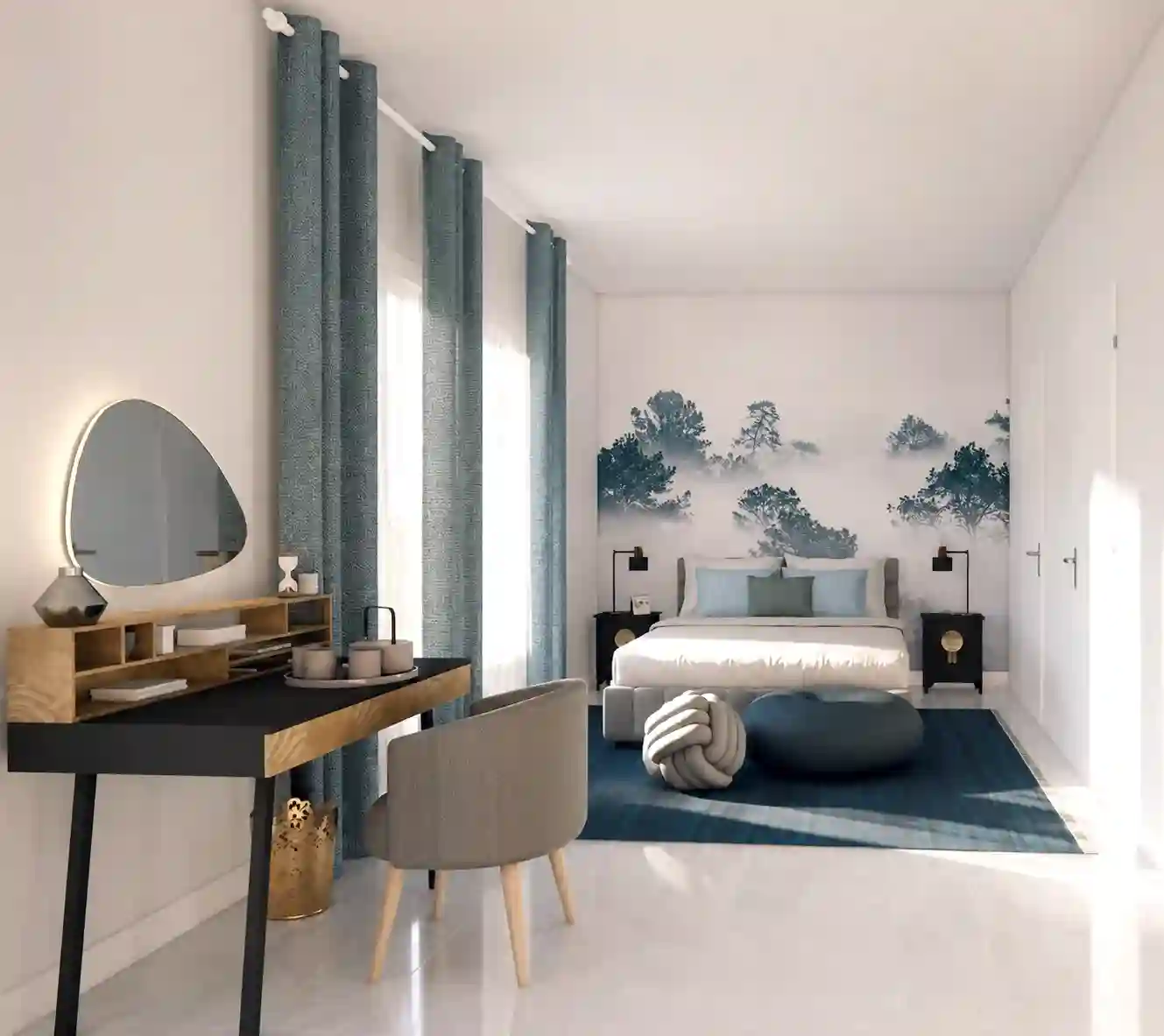 Chambre - coiffeuse, architecture intérieure 3D
