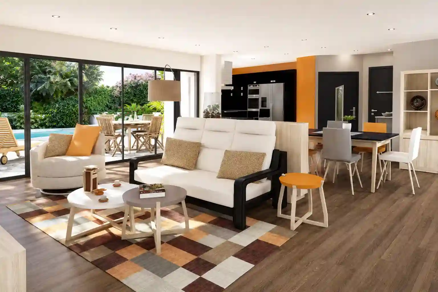 Pièce de vie - Saint-Gilles-Croix-de-Vie, architecture intérieure 3D