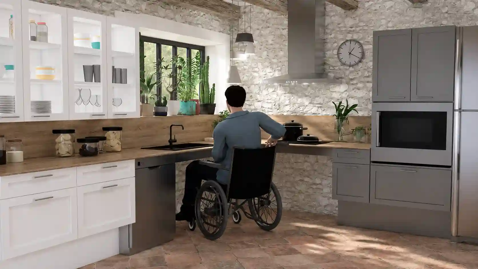 Cuisine PMR - maison en rénovation, architecture intérieure 3D