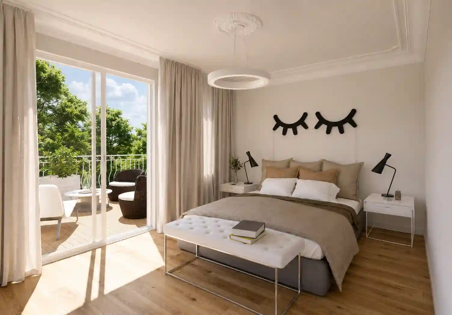 Rénovation chambre contemporaine, architecture intérieure 3D