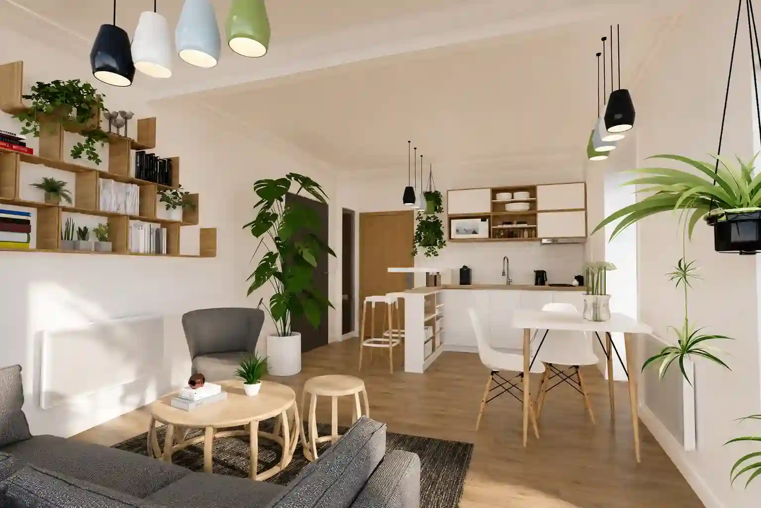 Aménagement T1 - La Roche-sur-Yon, architecture intérieure 3D