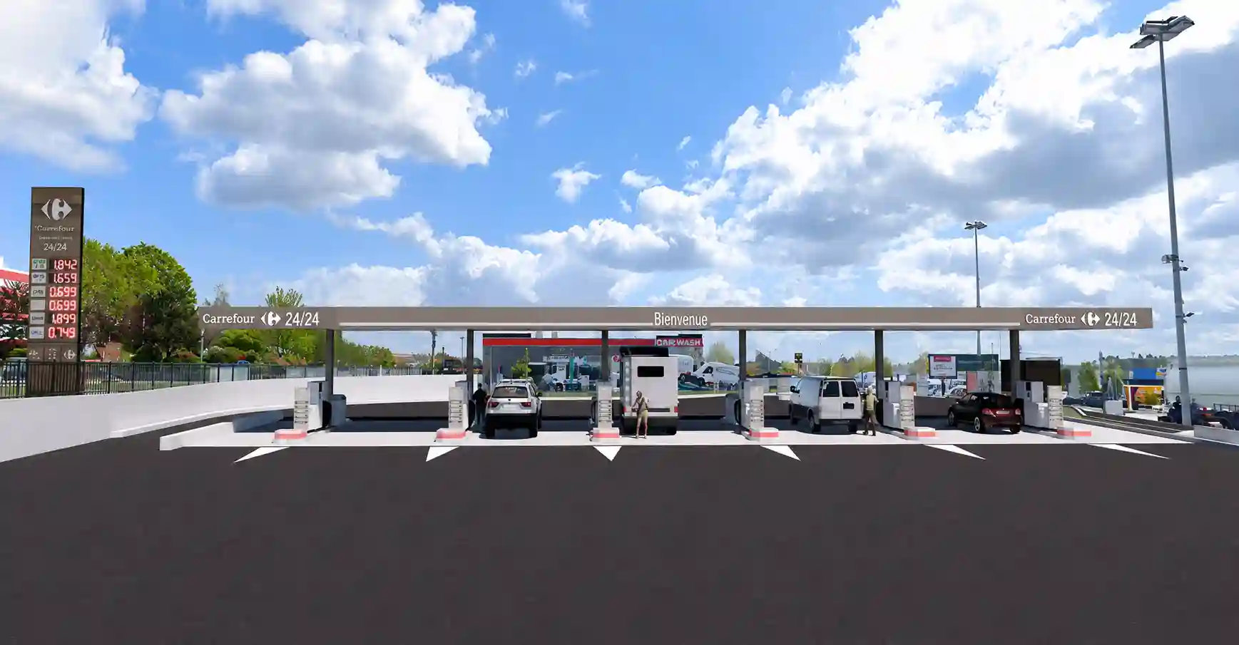 Station-service en Bretagne - simulation 3D après rénovation