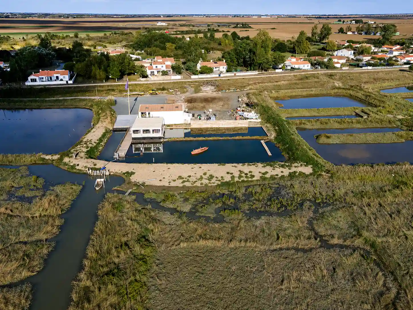 Aménagement de ponton en marais vendéen - état existant, vue drone