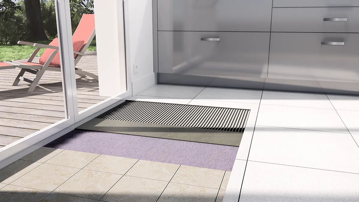 Pose sur carrelage, dessin technique 3D
