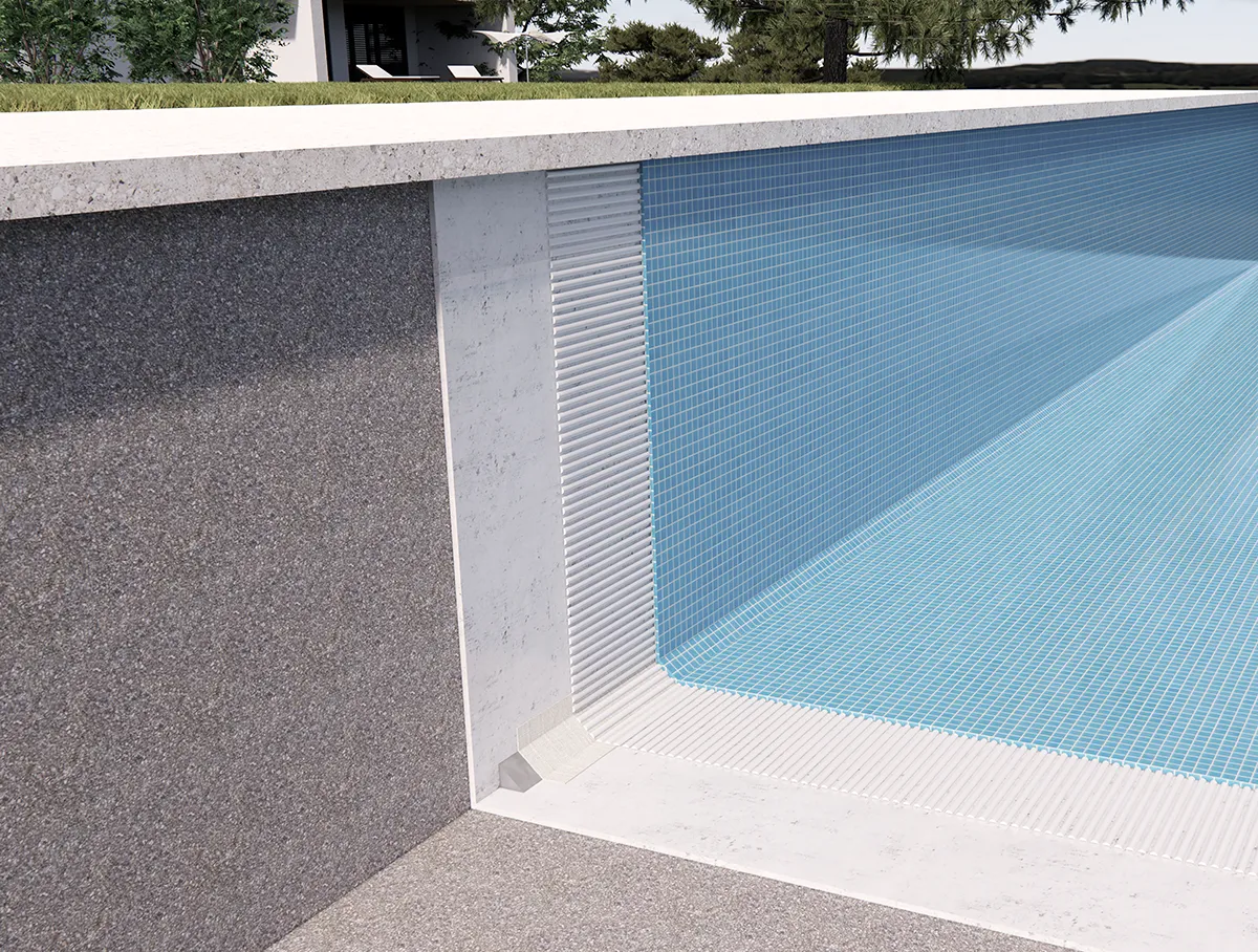 Coupe technique - piscine, dessin technique 3D