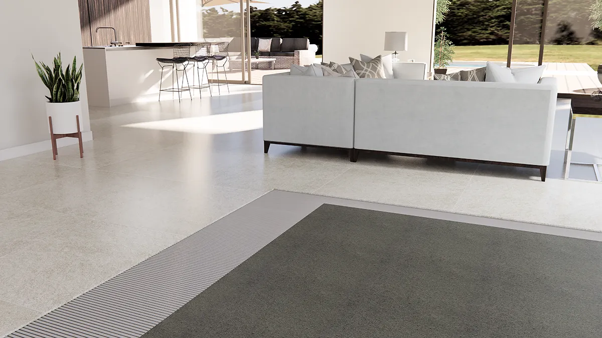 Pose de carreaux grands formats, dessin technique 3D