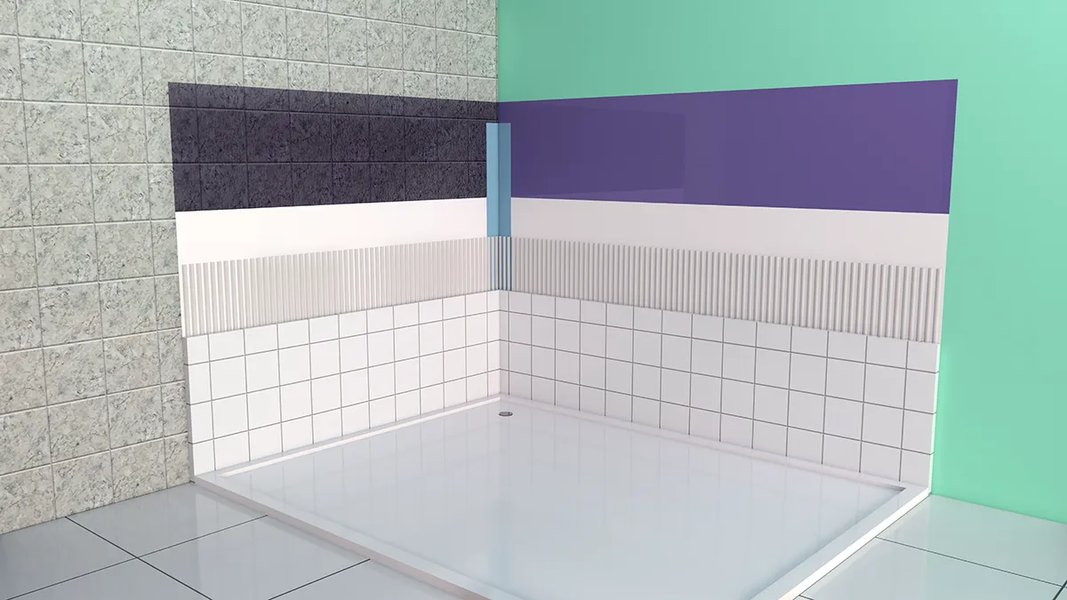 Coupe technique - bac à douche, dessin technique 3D