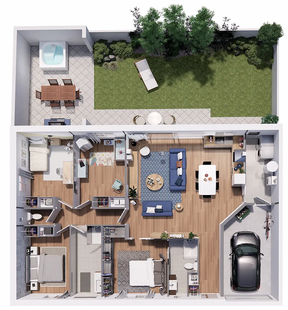 Plan et aménagement 3D d’une maison individuelle à construire
