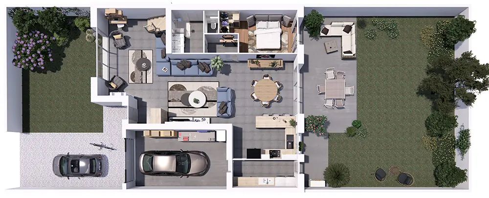 Plan 3D d’une maison à construire en bord de mer